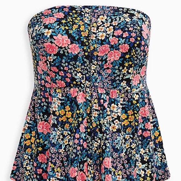 Torrid Stretch Challis Lace Up Back Corset Top - Picture 4 of 4